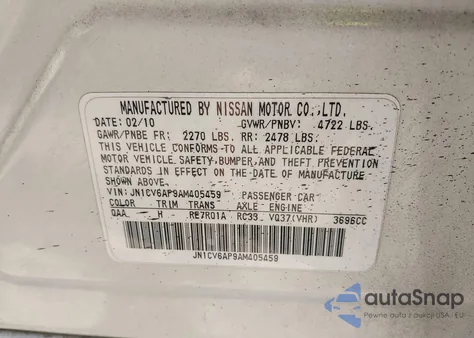 2010 Infiniti G37 Journey из США, поврежденный, VIN JN1CV6AP9AM405459